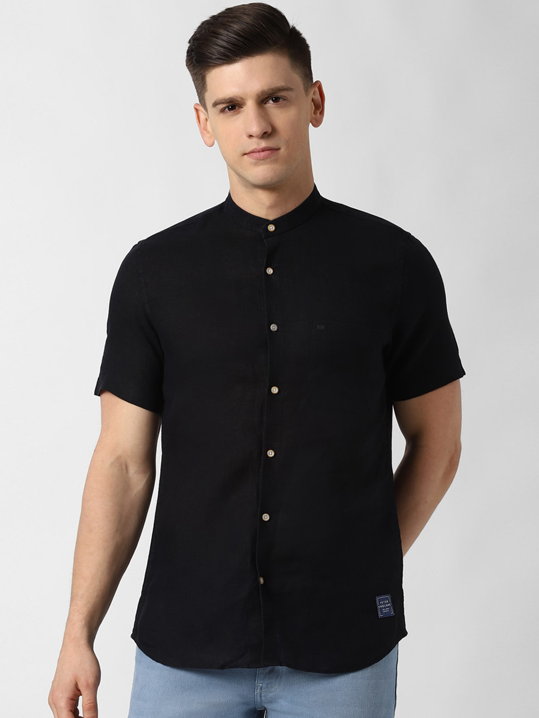 

Peter England Men Black Slim Fit Solid Casual Shirt