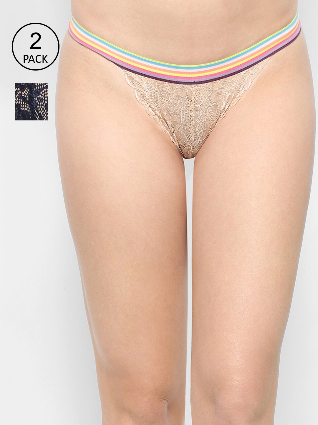 

Ms.Lingies Women Pack Of 2 Self Design Thong Briefs MSP076-3307S, Multi