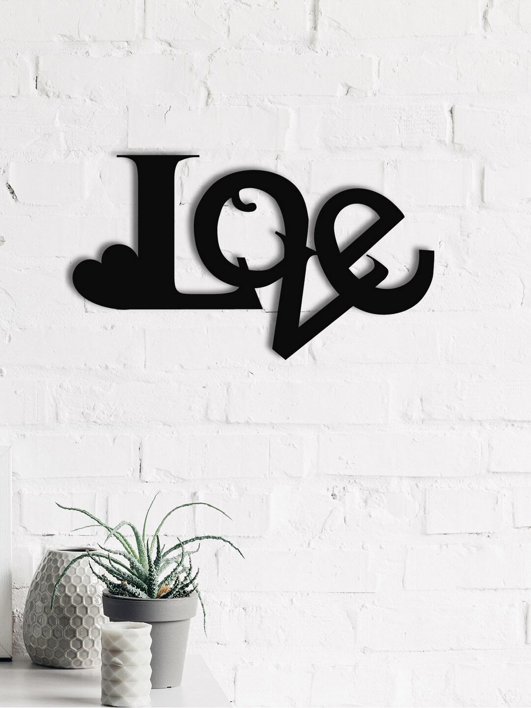 eCraftIndia Black Love Valentine Theme Wall Art Cutout