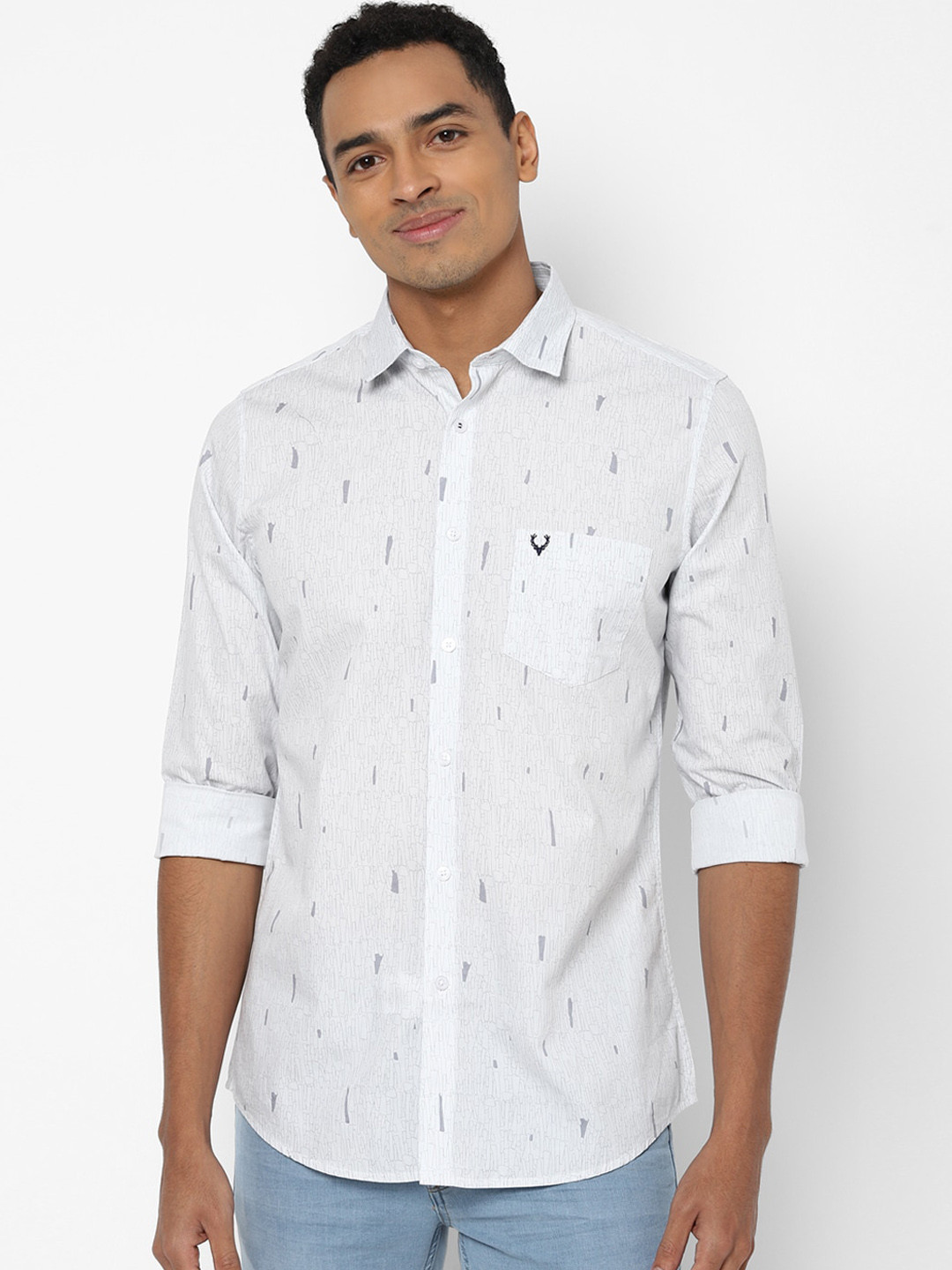 

Allen Solly Men White & Grey Slim Fit Printed Casual Shirt