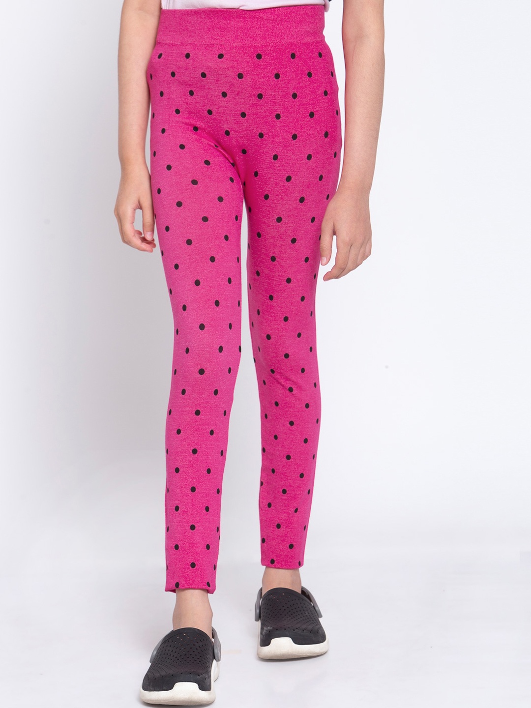 

KLOTTHE Girls Pink & Black Printed Slim-Fit Ankle-Length Treggings