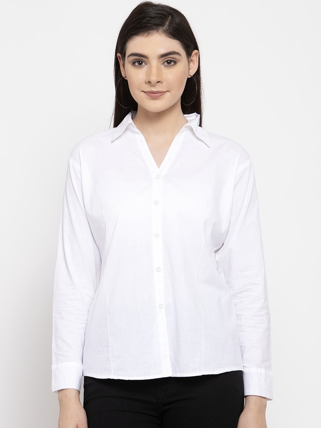 

VOXATI Women White Slim Fit Solid Formal Shirt