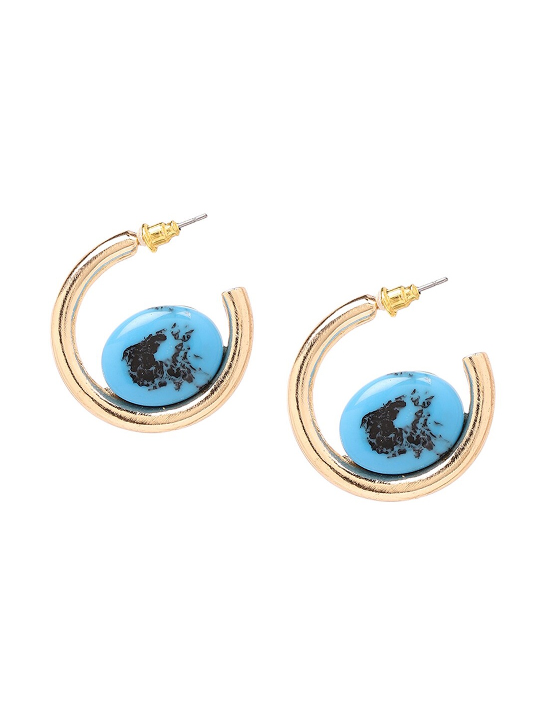 FOREVER 21 Gold-Toned & Blue Contemporary Drop Earrings
