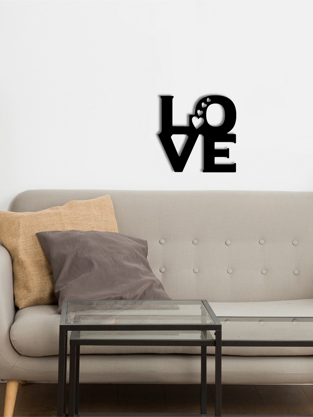 eCraftIndia Black Love With 4 Hearts Valentine Theme Wall Hanging Decor