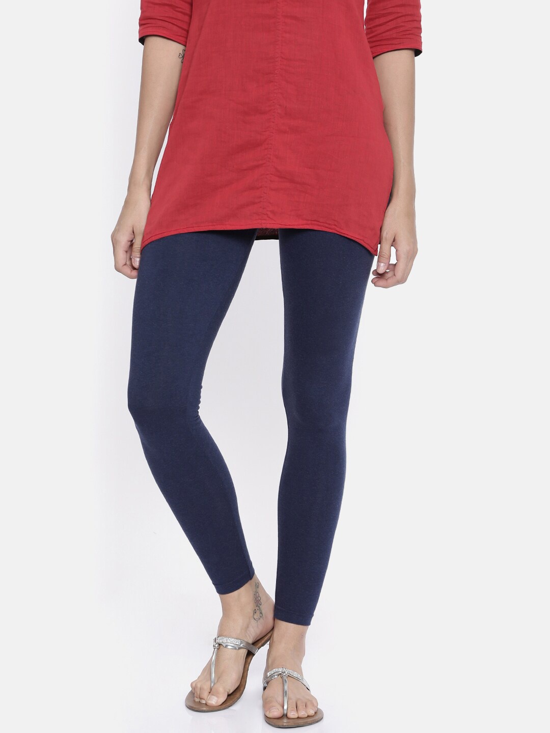

Bitz Women Navy Blue Solid Organic Cotton Ankle-Length Leggings