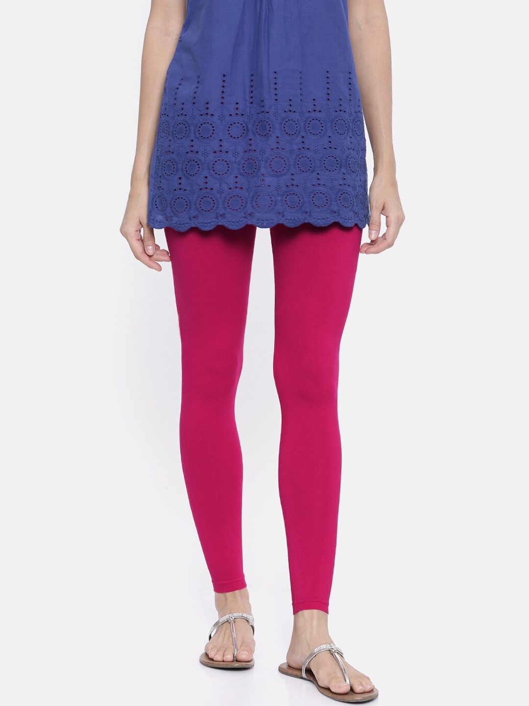 

Bitz Women Magenta Solid Organic Cotton Stretch Ankle-Length Leggings