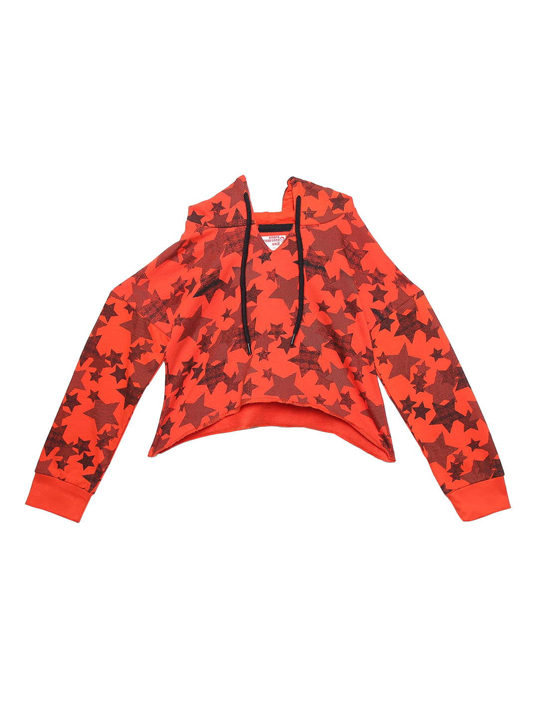 

UNDER FOURTEEN ONLY Girls Red & Black Geometric Printed Pure Cotton Regular Top