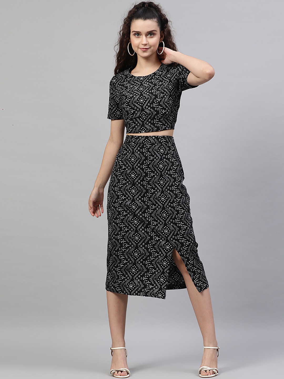 

STREET 9 Women Black Printed Co-ordinate Sets Dress