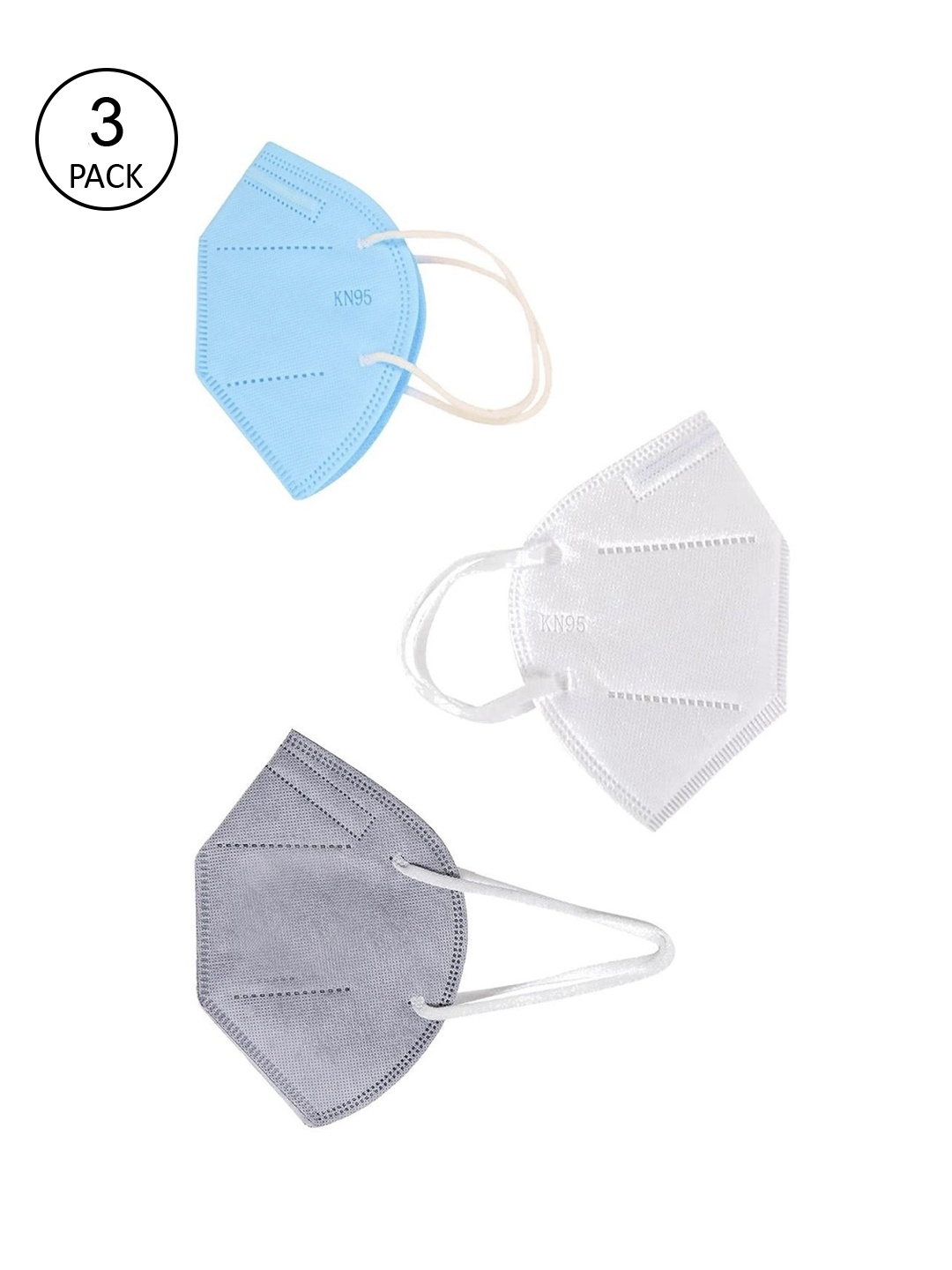 

OOMPH Unisex Pack of 60 Solid 5 Ply Reusable Anti-Pollution N95 Masks, Blue