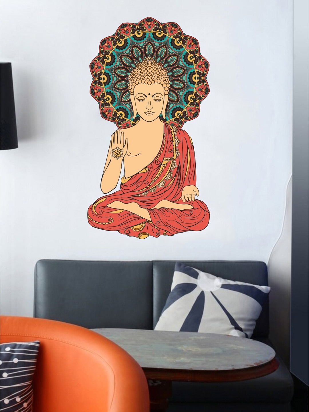 rawpockets Beige & Red Buddha Peaceful Wall Sticker