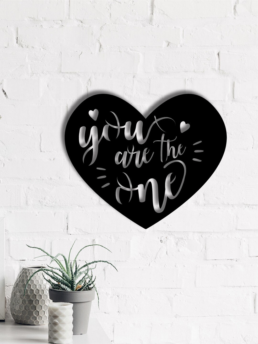 eCraftIndia Black You Are The One Love Theme Wood Wall Hanging Decor