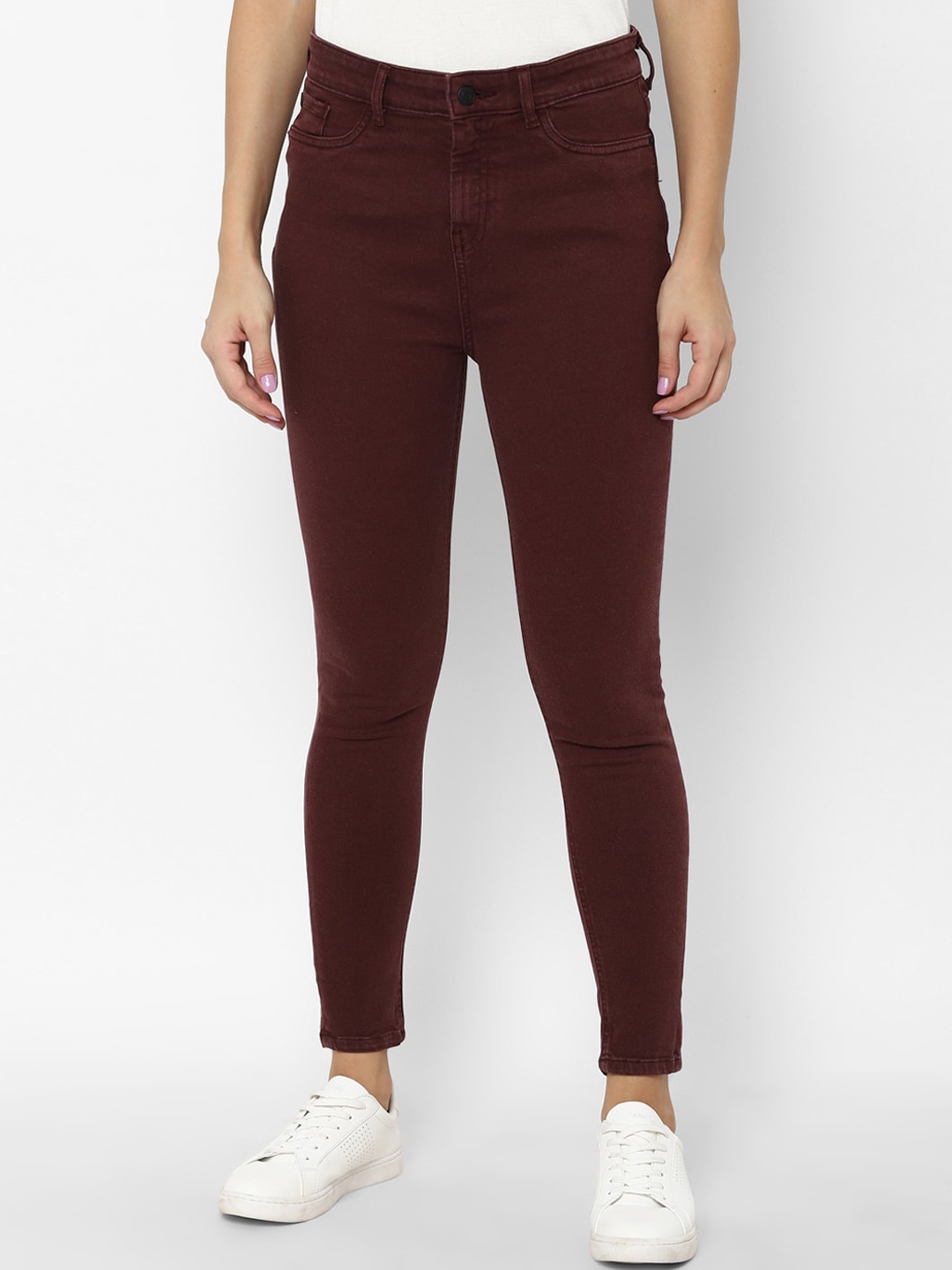 Allen Solly Woman Women Maroon Slim Fit Mid-Rise Clean Look Jeans