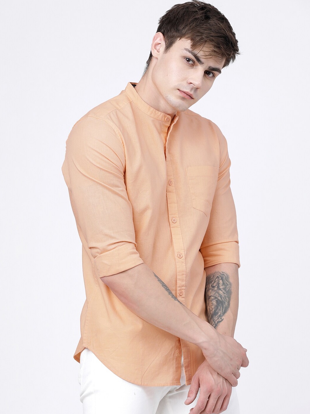 

HIGHLANDER Men Orange Slim Fit Solid Casual Shirt