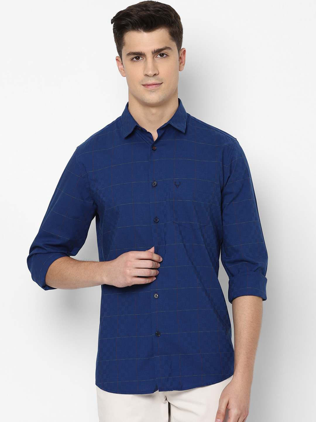 

Allen Solly Men Blue Slim Fit Checked Casual Shirt