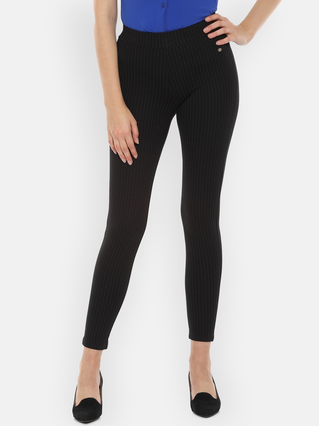 

Allen Solly Woman Black & White Striped Treggings