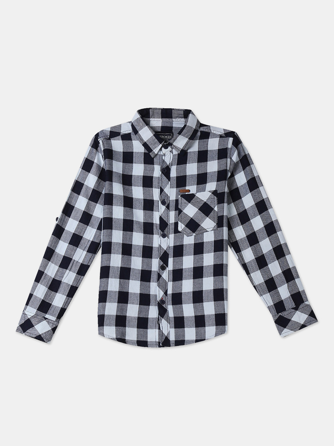 

Cherokee Boys Blue & Black Regular Fit Checked Casual Shirt