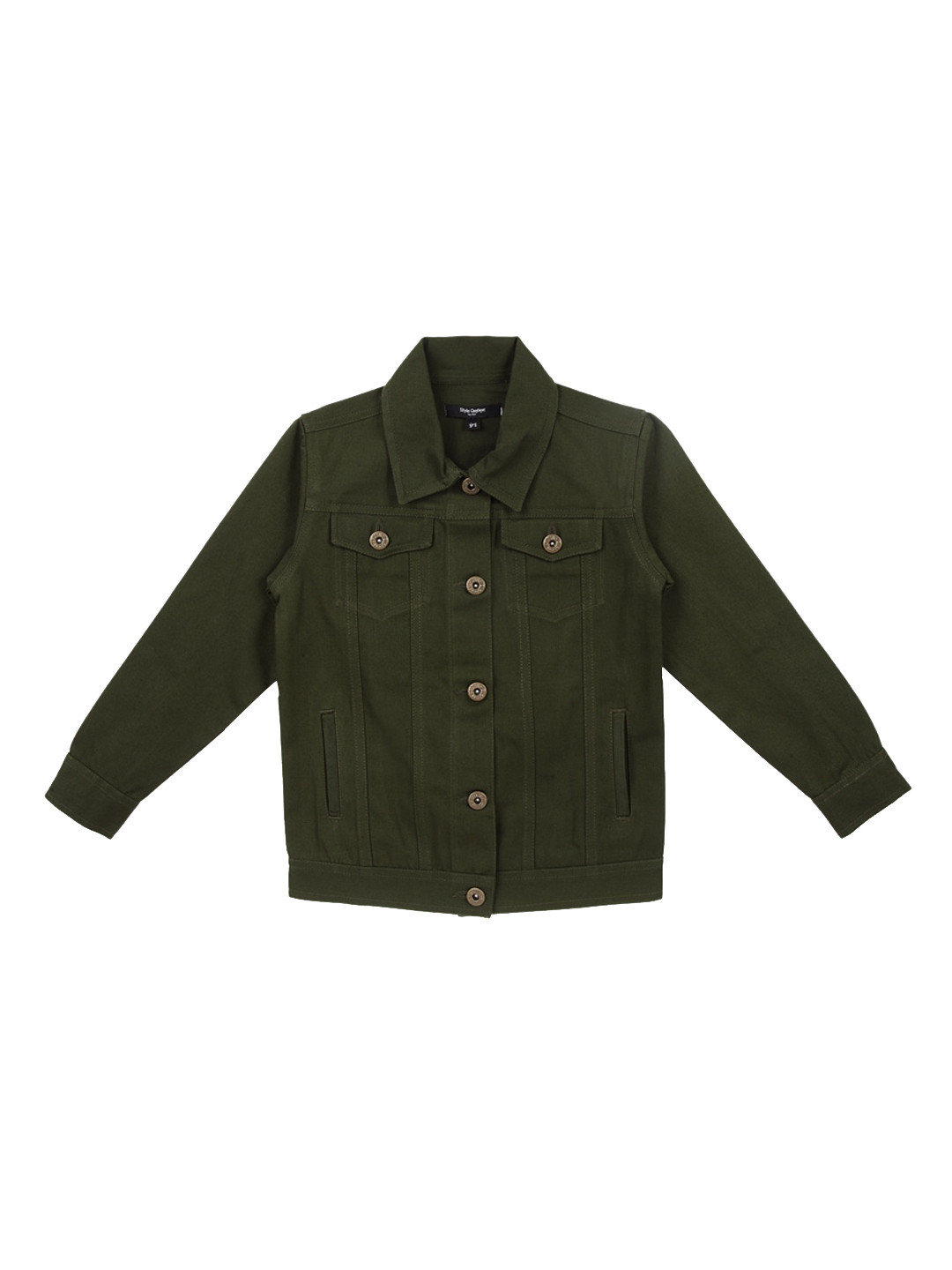 

Style Quotient Girls Olive Green Solid Tailored Jacket