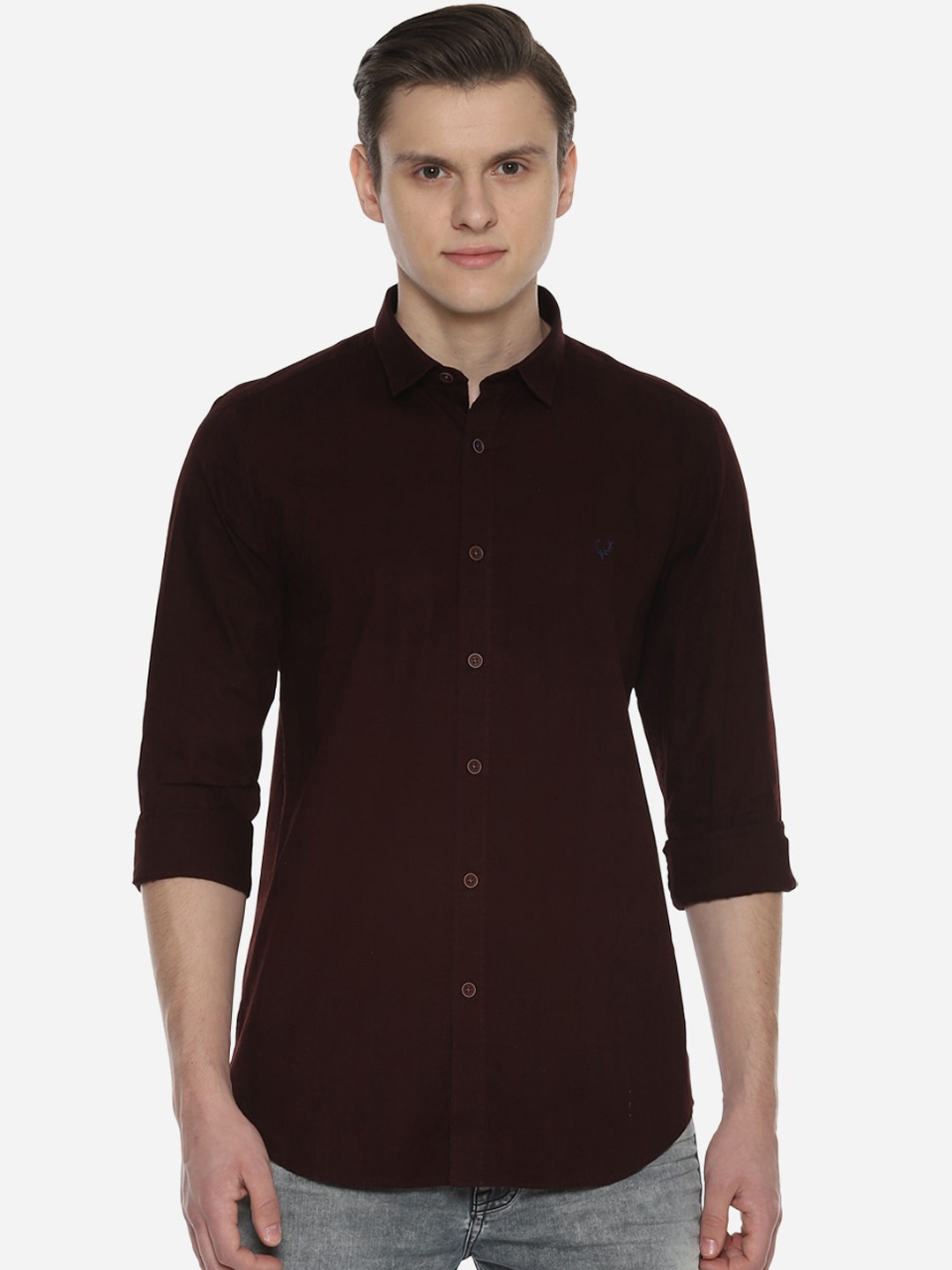 

Allen Solly Men Maroon Slim Fit Solid Casual Shirt