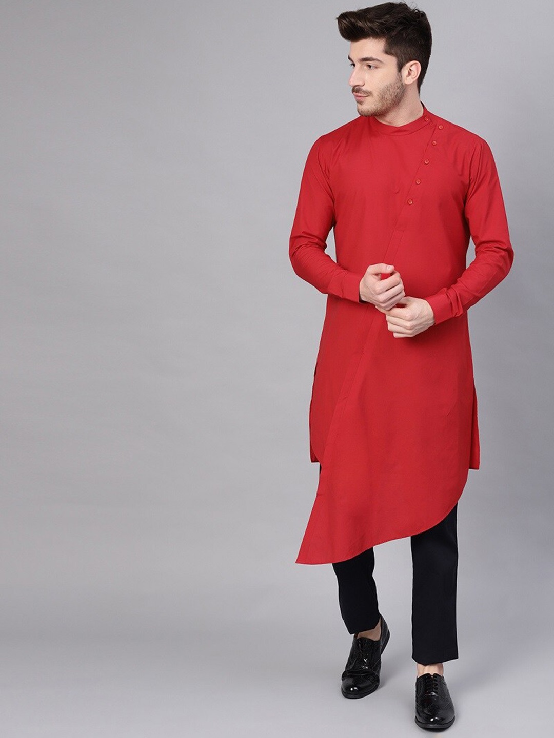 

See Designs Men Red Asymmetric Kurta
