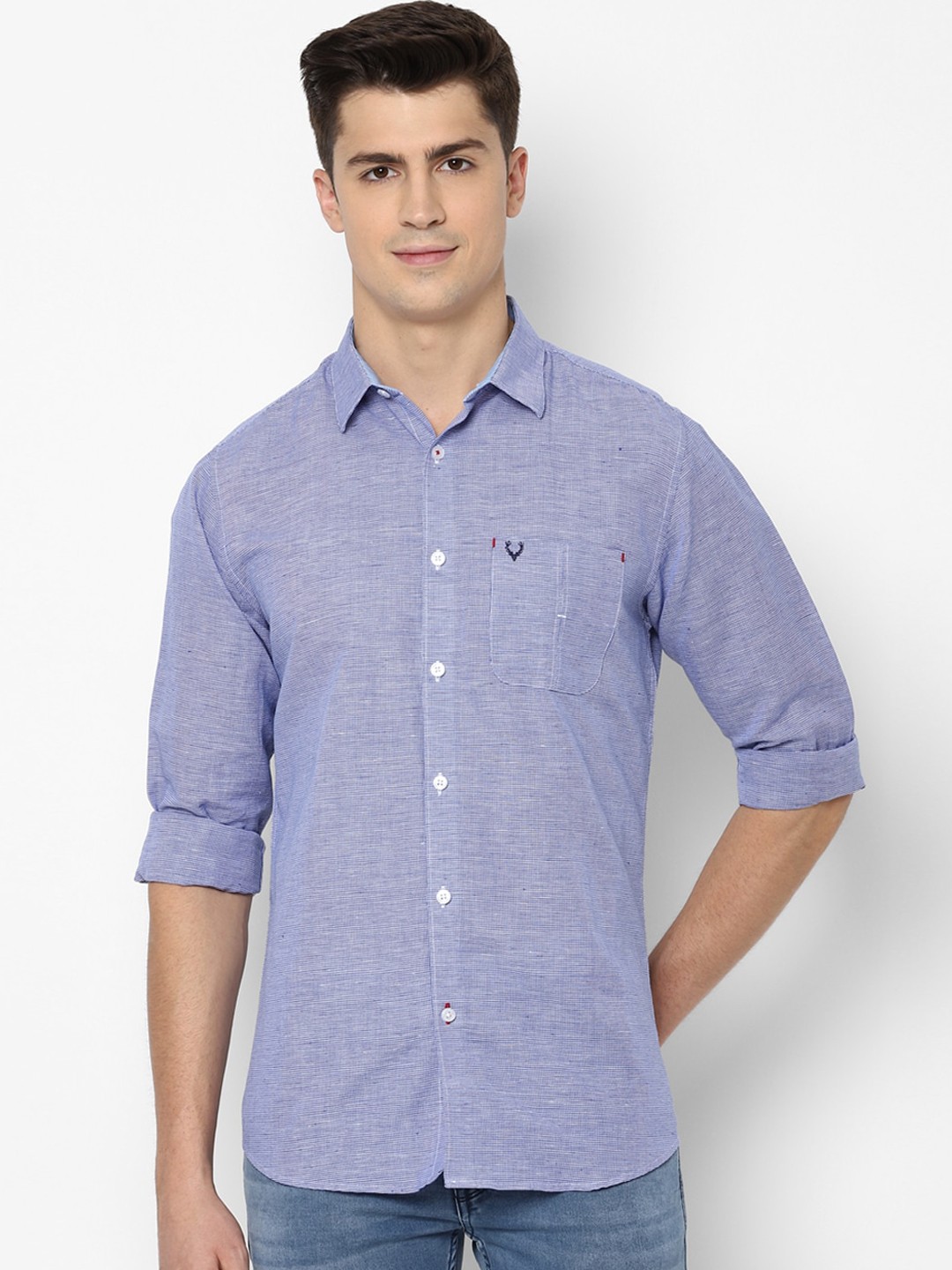 

Allen Solly Men Blue & White Slim Fit Self Design Casual Shirt