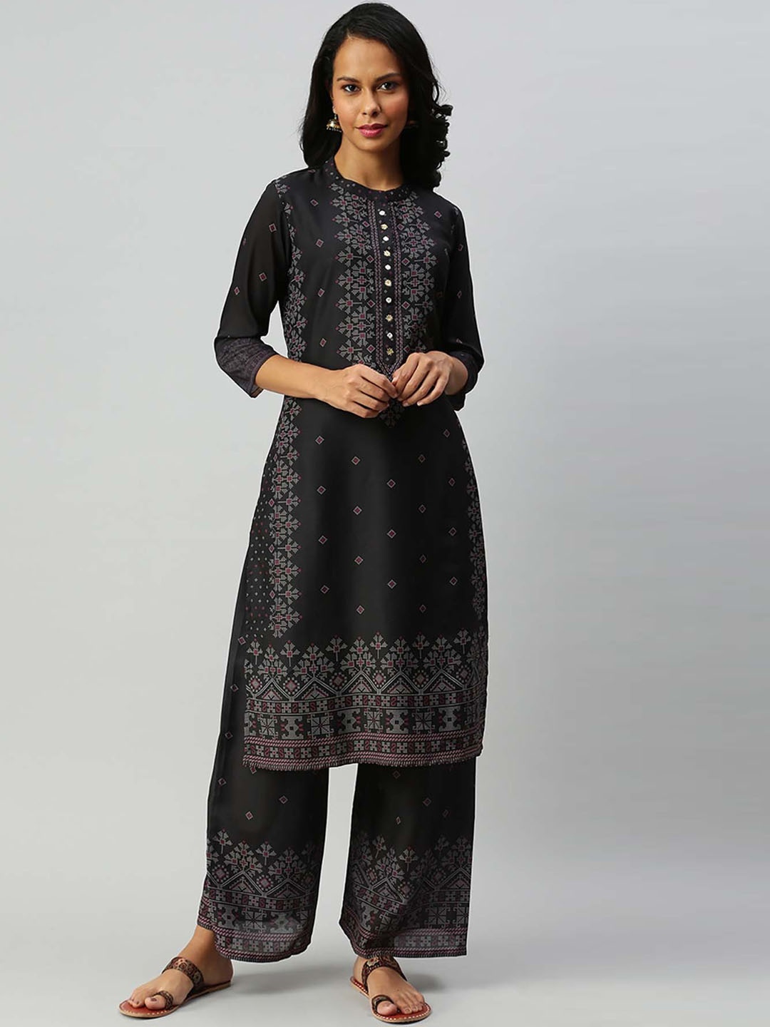 

Soch Women Black Embroidered Pure Cotton Kurta with Trousers