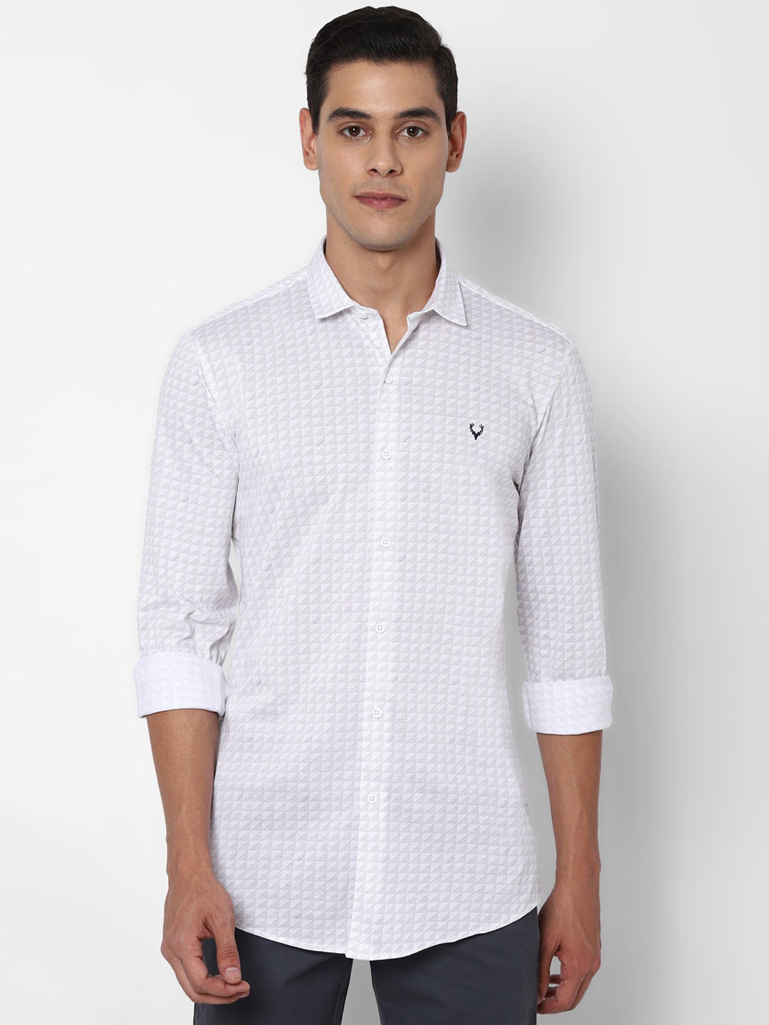 

Allen Solly Men White & Grey Slim Fit Printed Casual Shirt