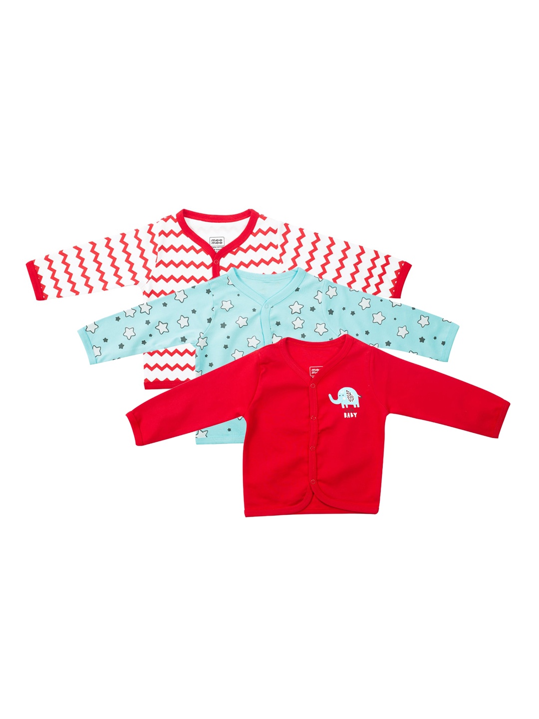 

MeeMee Infant Boys Pack Of 3 Pure Cotton Jhablas, Red