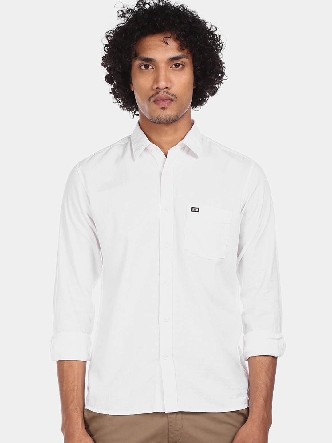 

Arrow Sport Men White Cotton Solid Casual Shirt