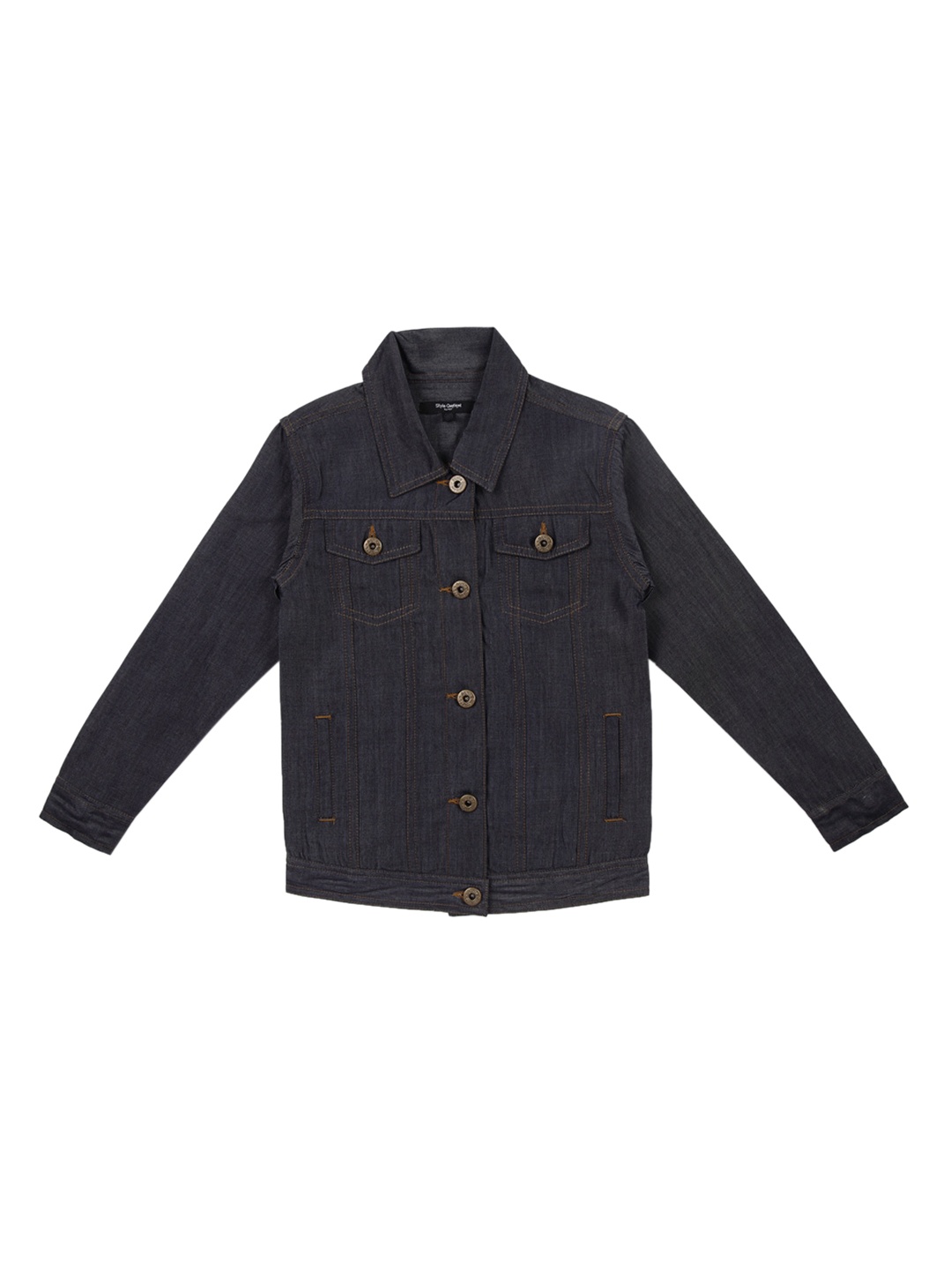 

Style Quotient Girls Navy Blue Solid Denim Jacket