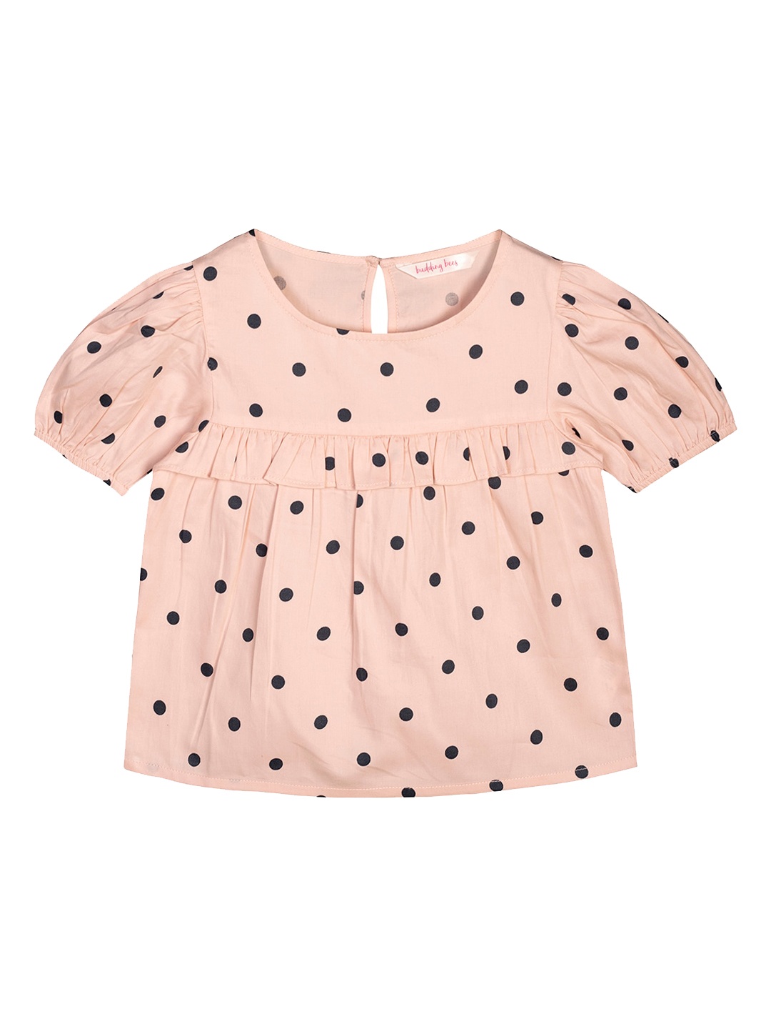 

Budding Bees Girls Peach-Coloured Printed Pure Cotton Regular Top