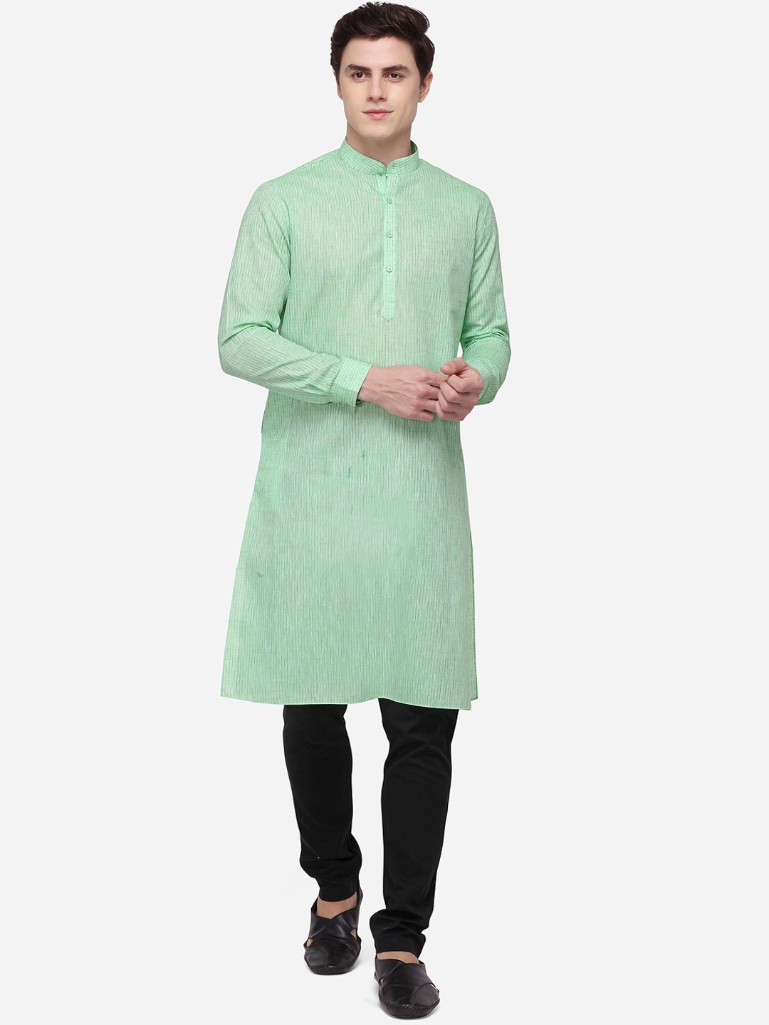 

Modi Kurta Men Green Striped Kurta