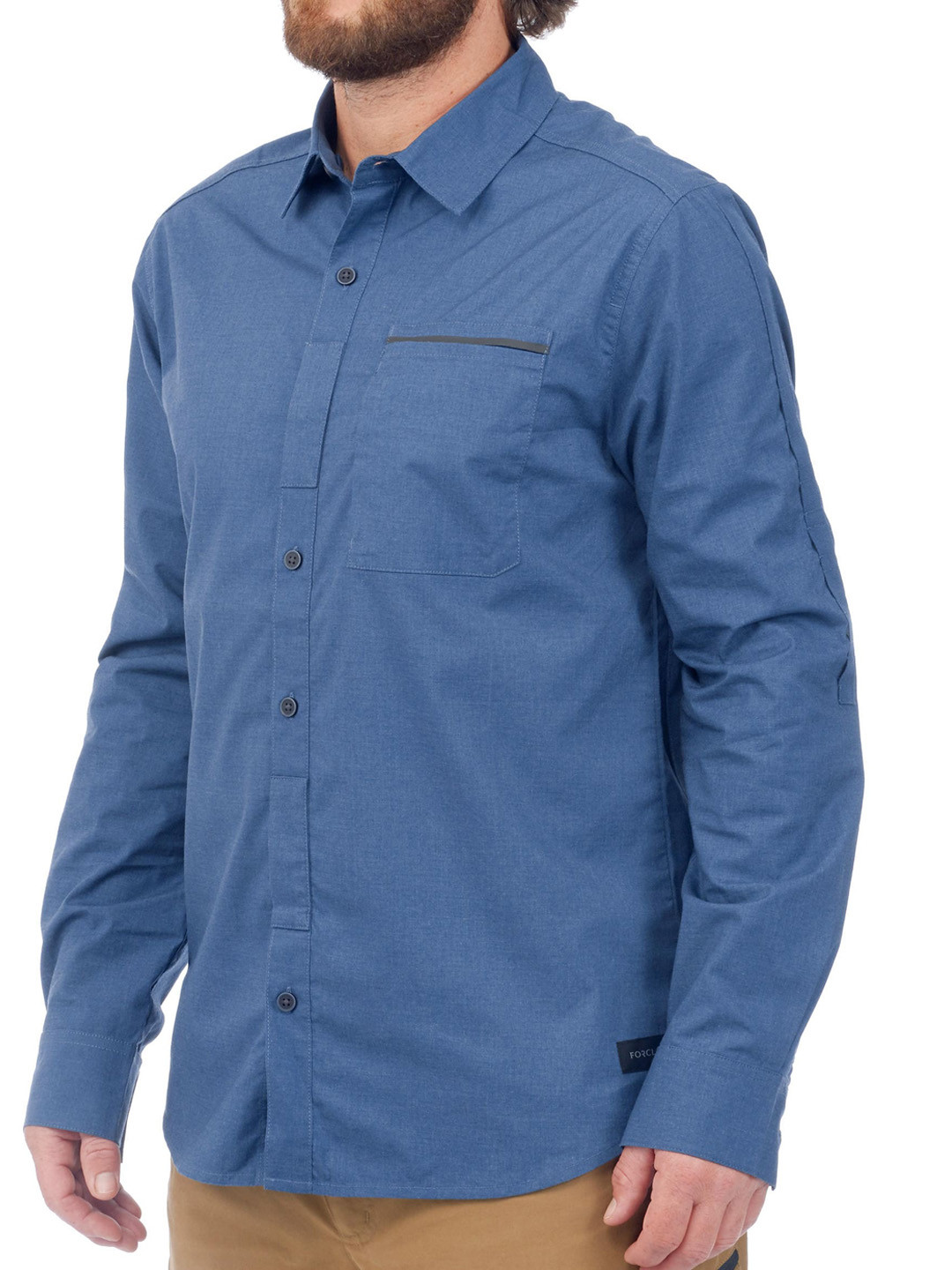 

FORCLAZ By Decathlon Men Blue Solid Versatile Travel Full sleeve Hiking and Trekking Shirt 500