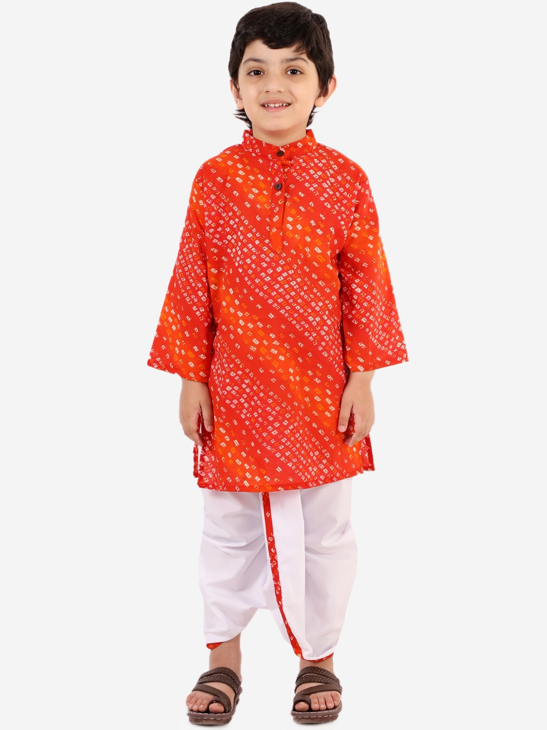 

Chipbeys Boys Orange Printed Kurta with Dhoti Pants