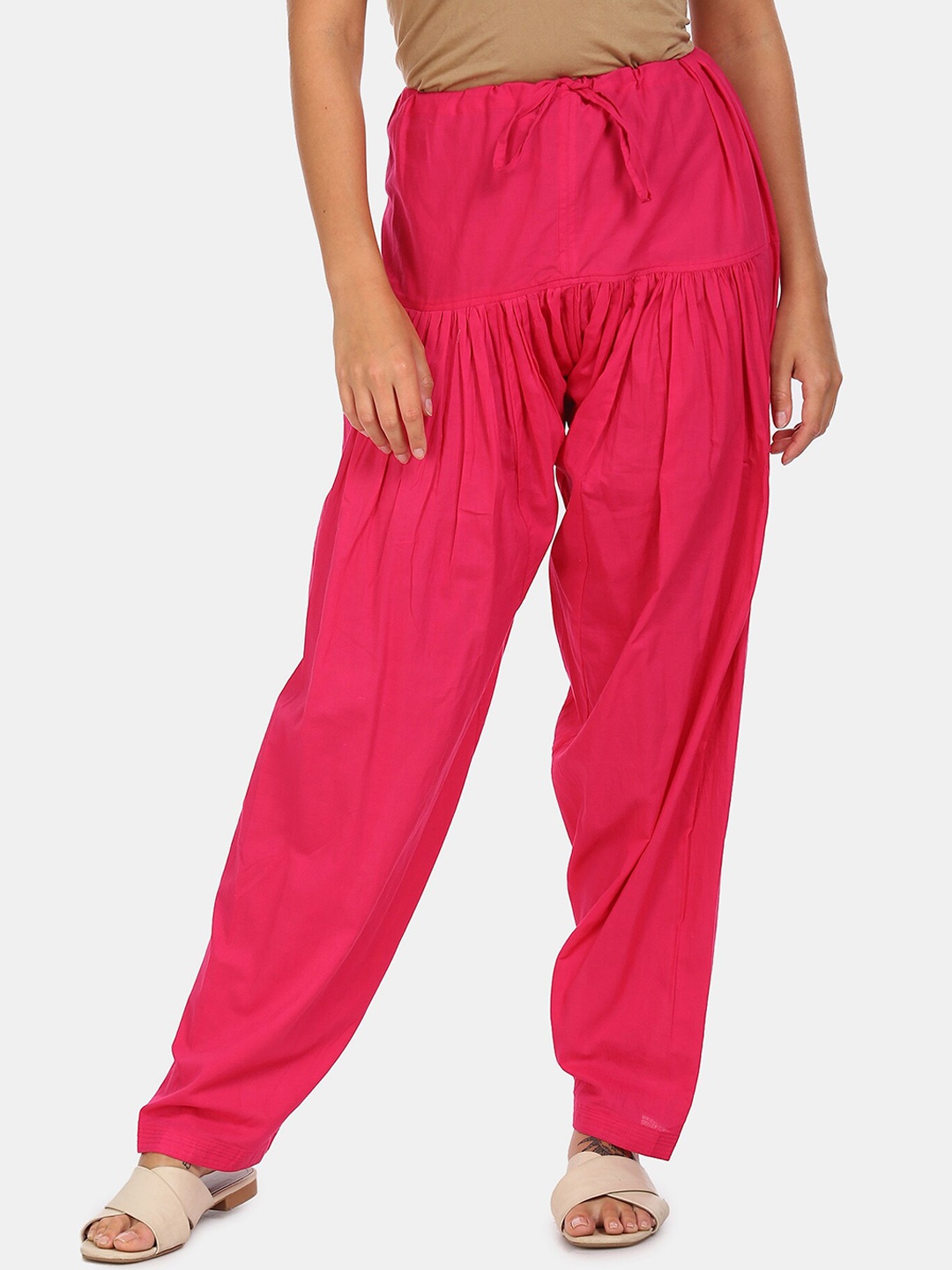 

Karigari Women Fuchsia Pure Cotton Solid Woven Salwar