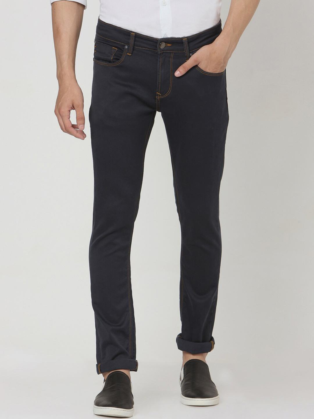 

SPYKAR Men Navy Blue Pure Cotton Skinny Fit Jeans