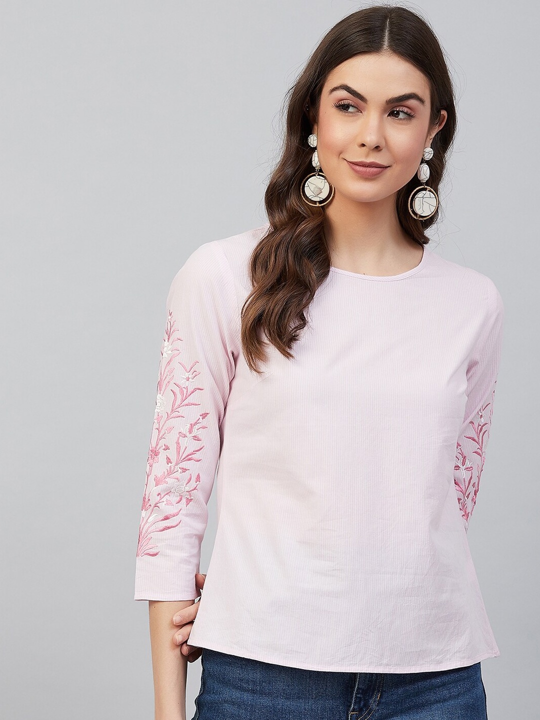 

Marie Claire Women Pink Solid Regular Top