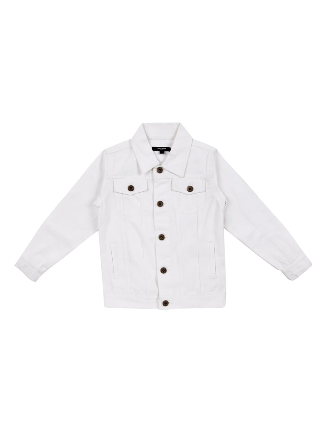 

Style Quotient Boys White Solid Denim Jacket