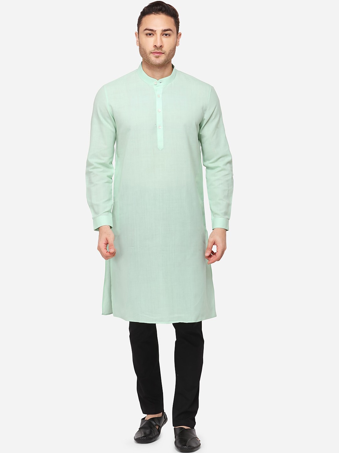 

Modi Kurta Men Sea Green Cotton Blend Kurta