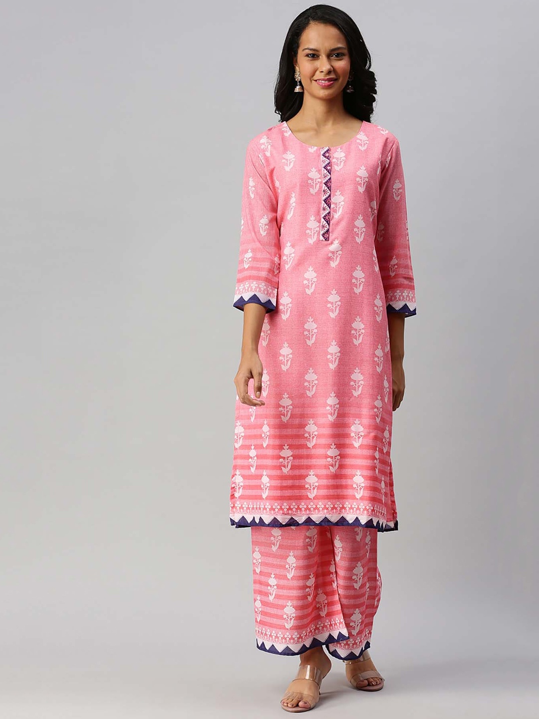 Soch Women Pink Embroidered Kurti with Sharara