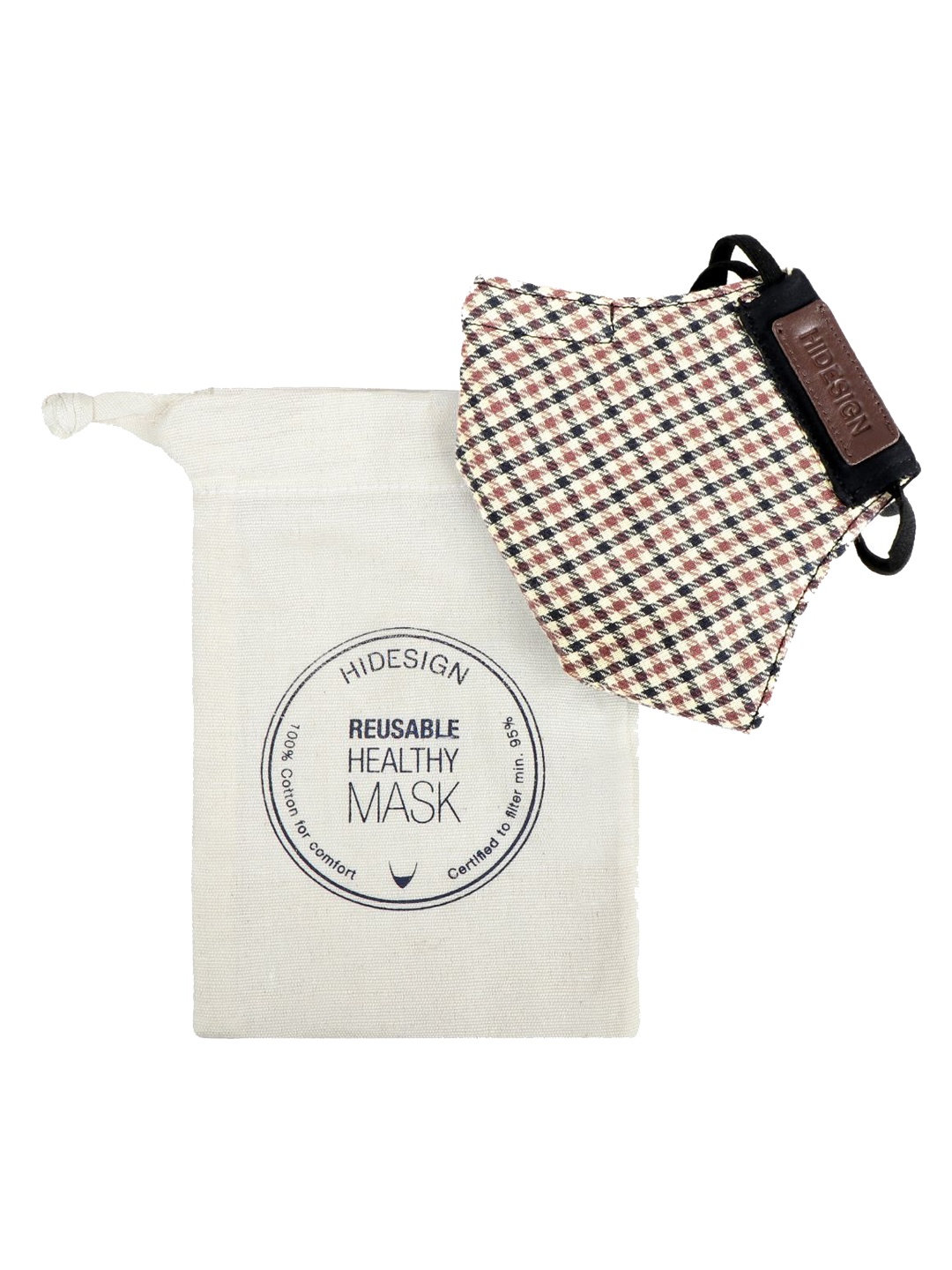 

Hidesign Unisex Black & Brown Checked 1-Ply Cotton Cloth Mask