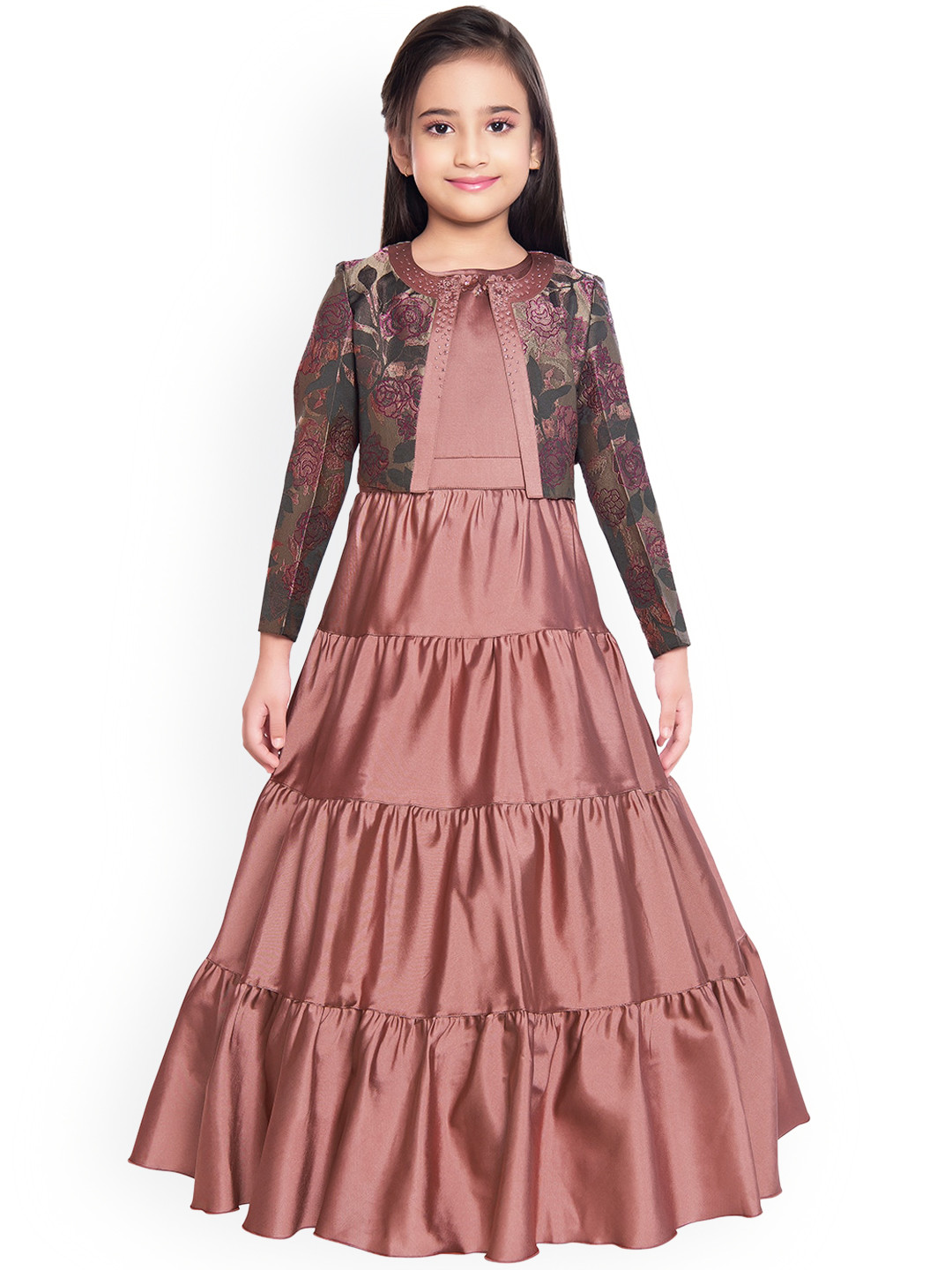 

Tiny Baby Girls Brown Solid Maxi Dress