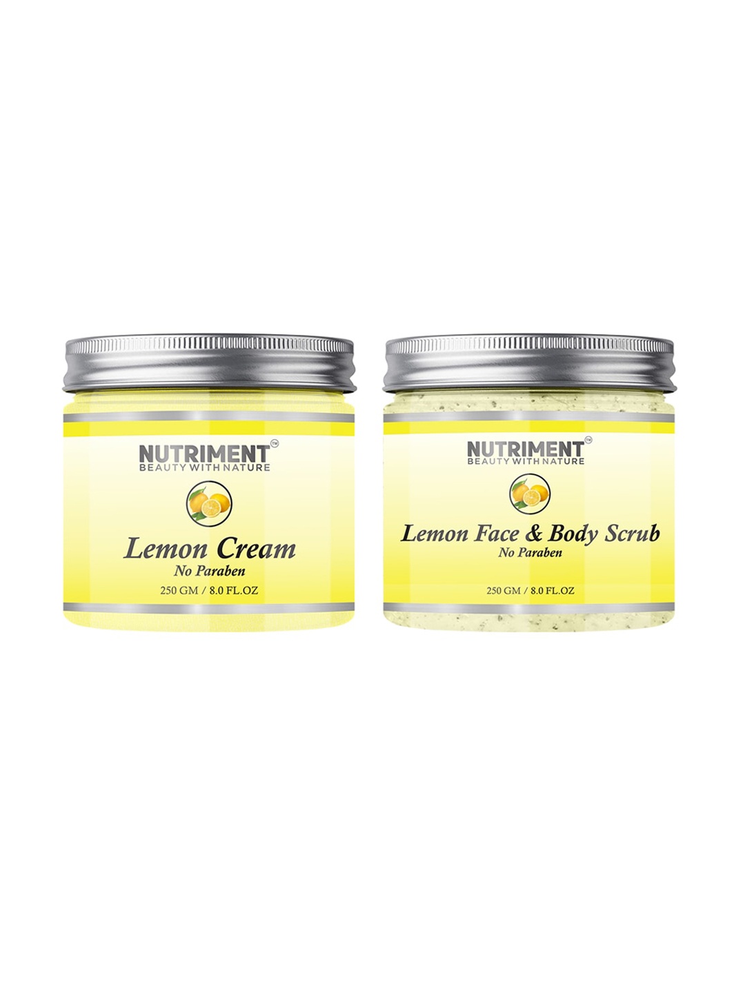 Nutriment Pack of 2 Lemon Scrub & Cream - 250 g, Transparent