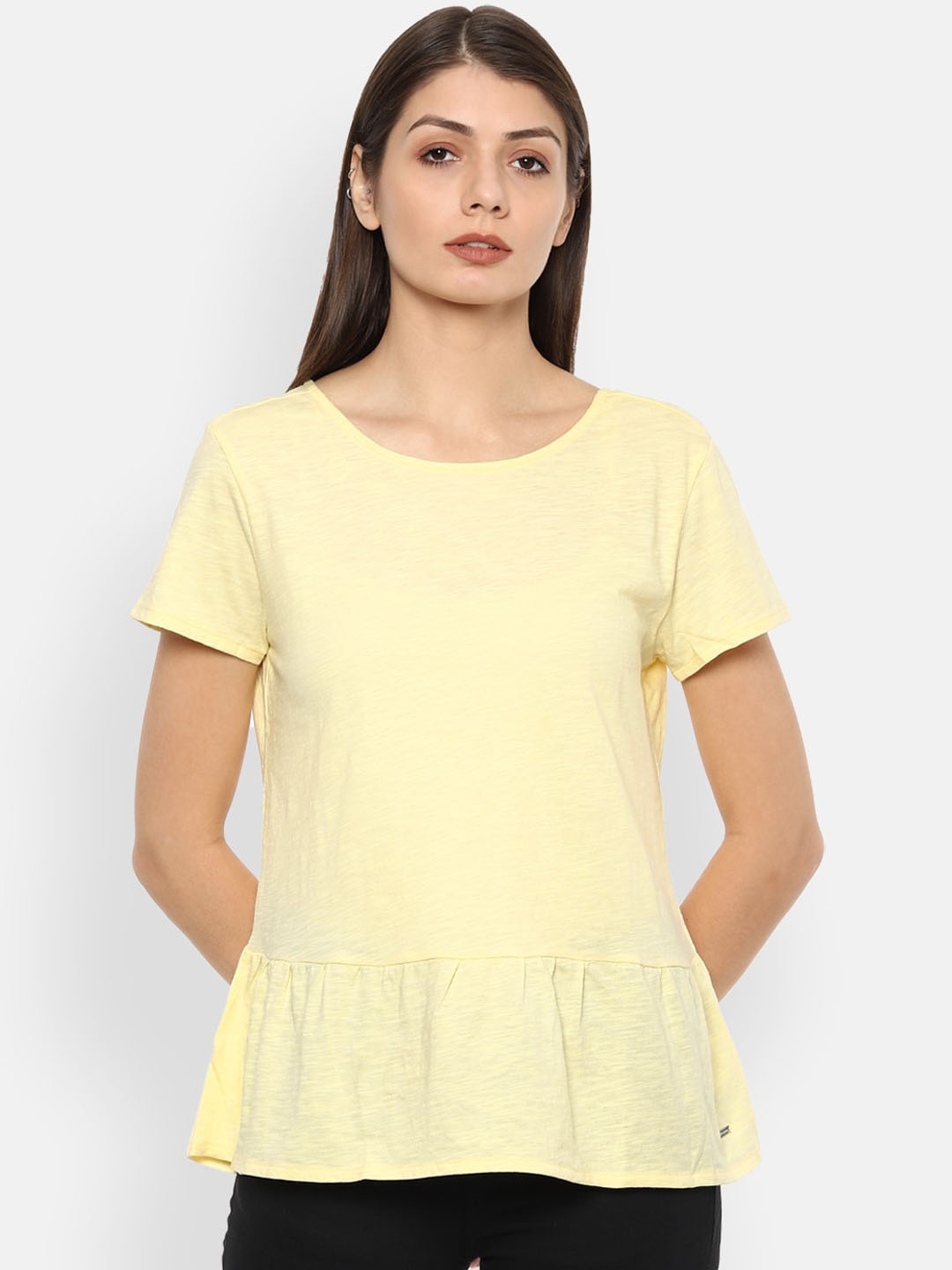 

Van Heusen Woman Yellow Peplum Top