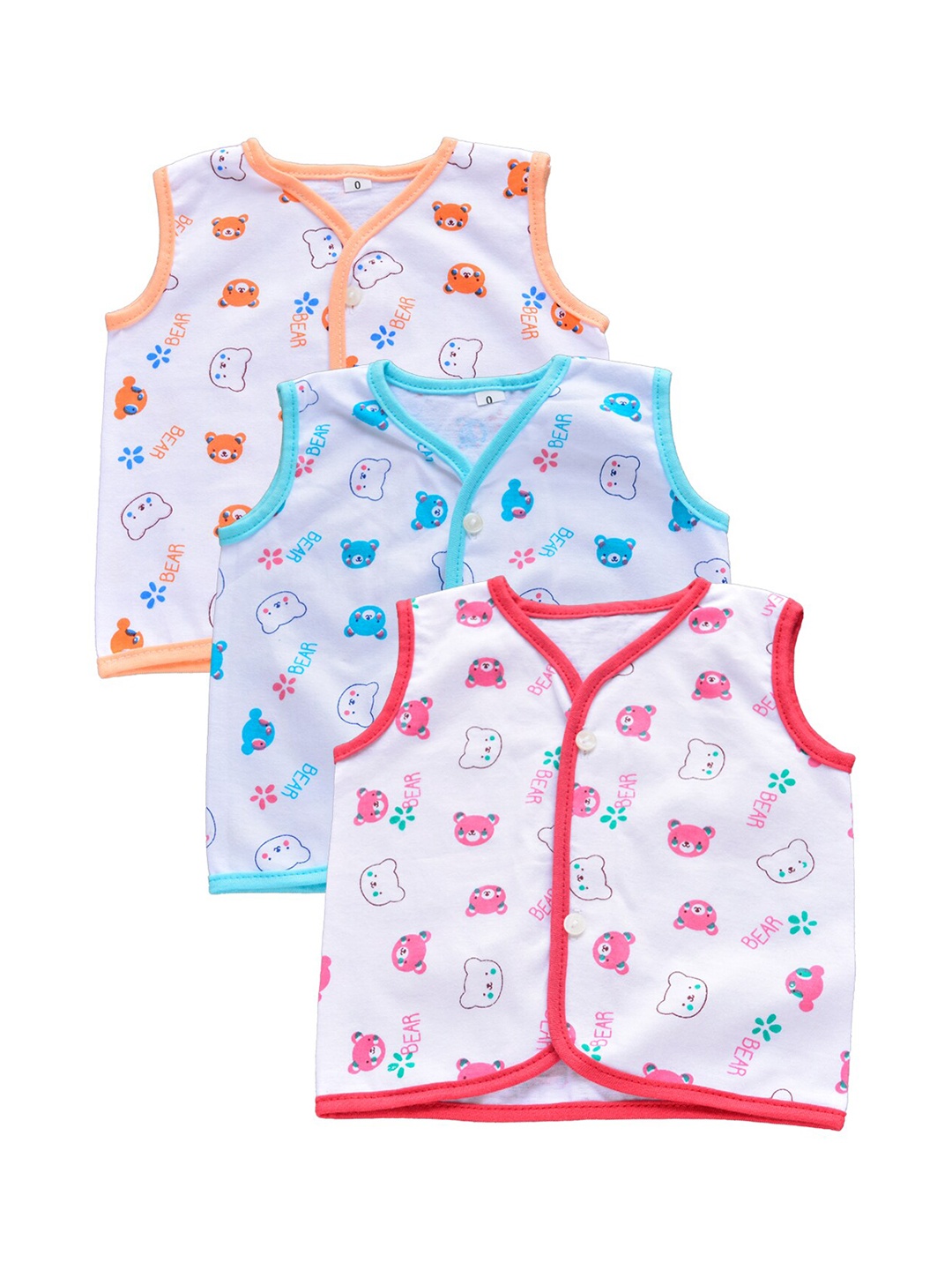 

Little Angels Infant Kids Pack Of 3 Assorted Printed Jhabla Vests