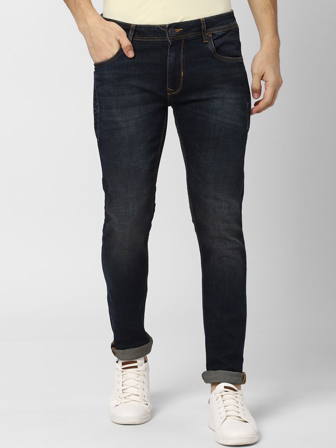 

Peter England Casuals Men Navy Blue Skinny Fit Mid-Rise Clean Look Jeans