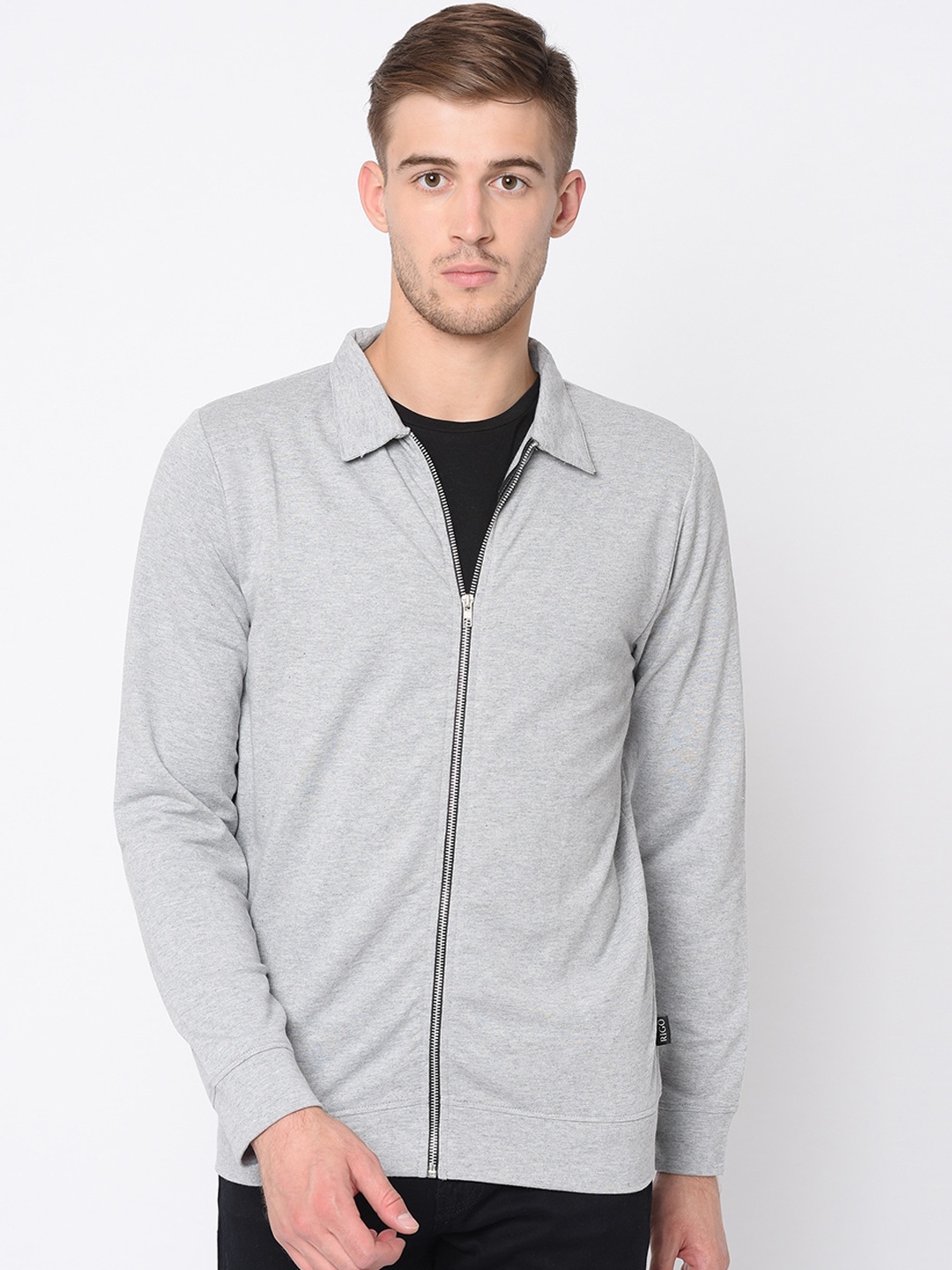 

Rigo Men Grey Melange Solid Sweatshirt