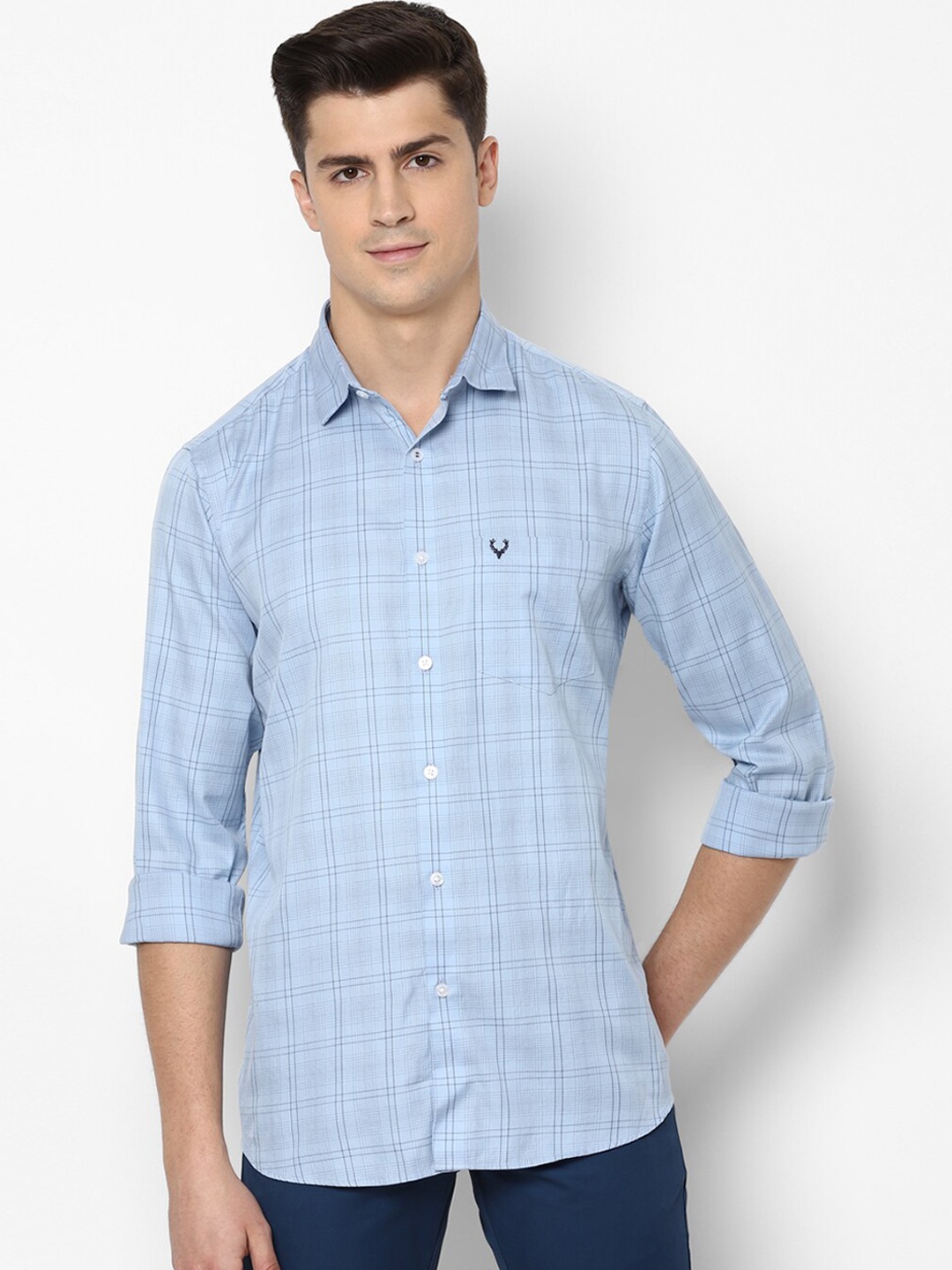 

Allen Solly Men Blue Slim Fit Checked Casual Shirt