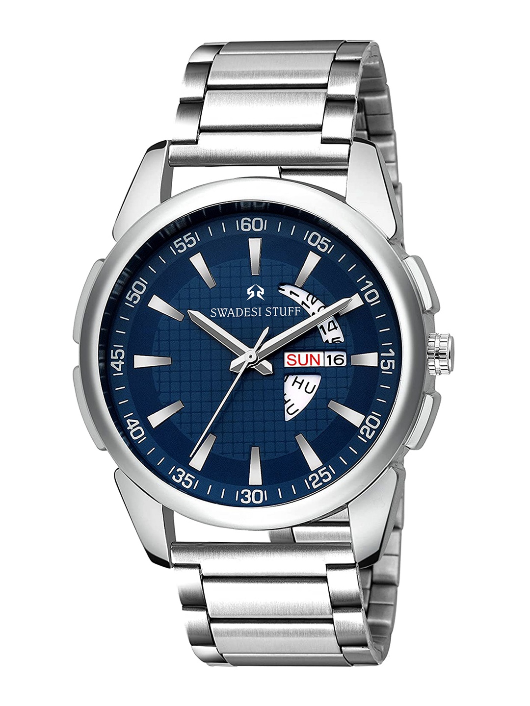 

SWADESI STUFF Boys Blue Dial & Silver-Toned Bracelet Style Straps Analogue Watch SDS 130