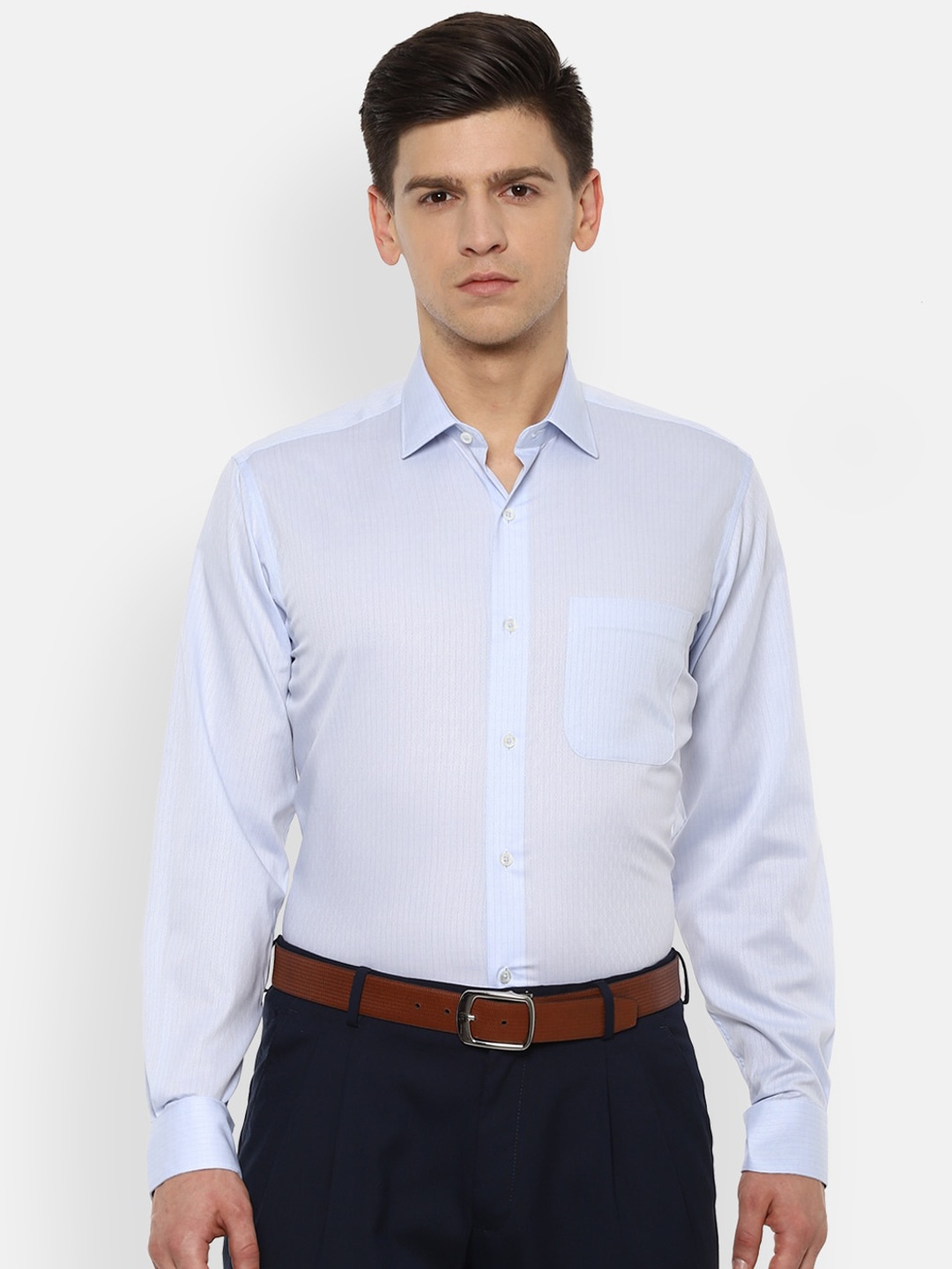 

Van Heusen Men Blue & White Regular Fit Printed Formal Shirt