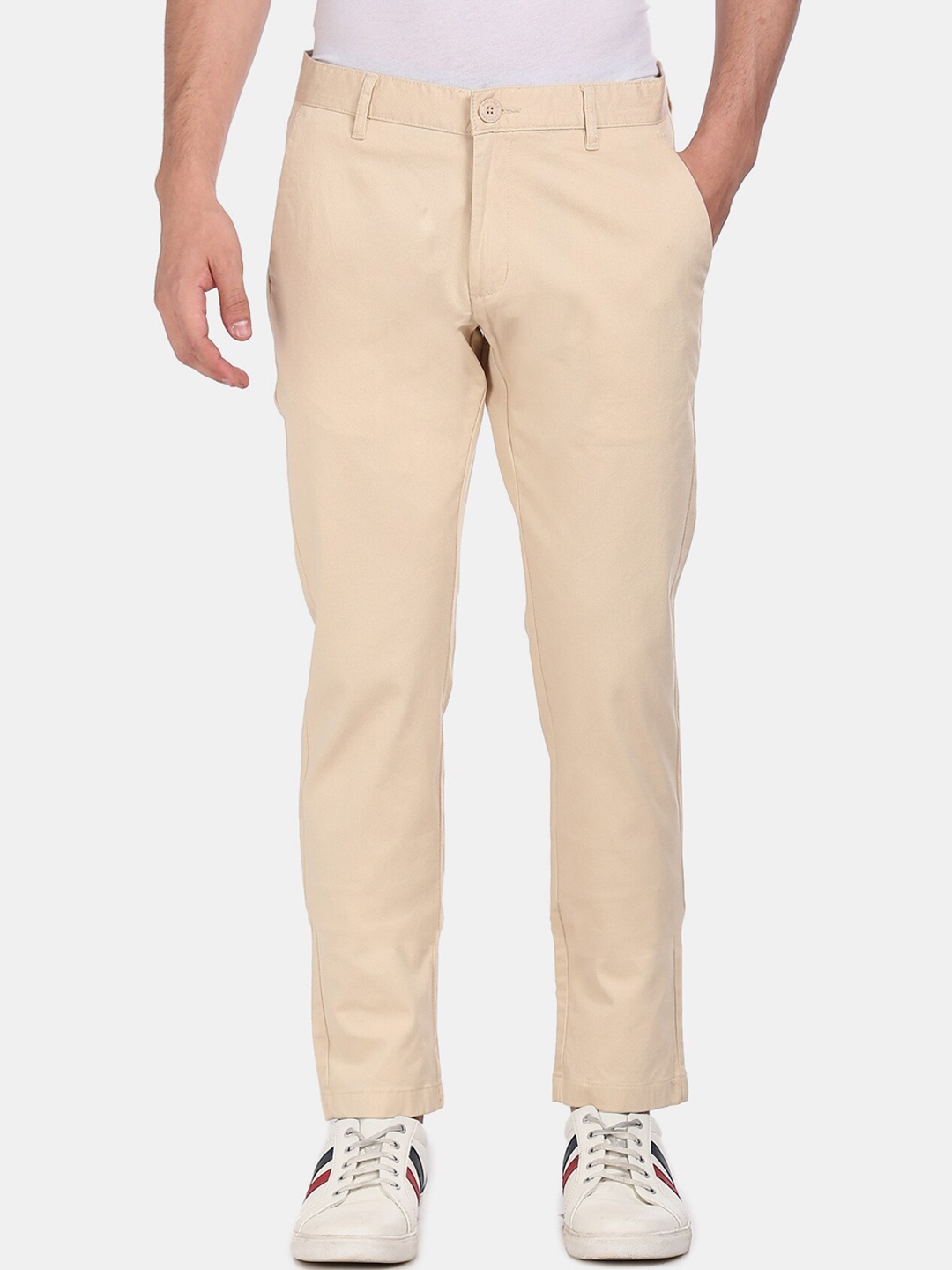 

Ruggers Men Beige Regular Fit Solid Regular Trousers